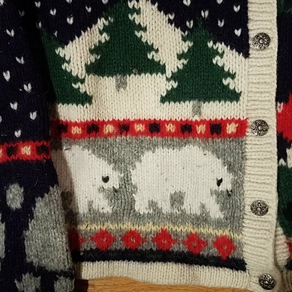 Vtg valerie stevens wool christmas sweater button down - Picture 7 of 9